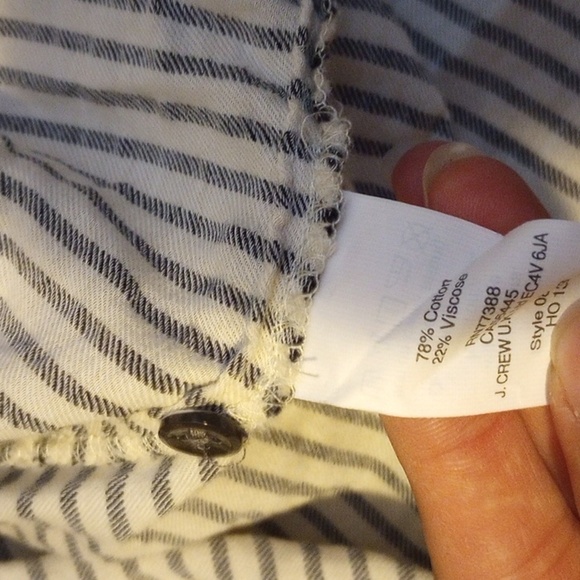 JCrew Womens Blouse Sz 4P Grey Red Embroidered Striped Peasant Blouse V Neck - Picture 5 of 9